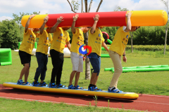 durable PVC team building rides skiing Inflatable for 6VS6 sports competitions/relay races/corporate events