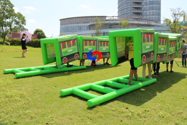 Two teams 4vs4 Sports Attraction "Inflatable train" for corporate event and team building