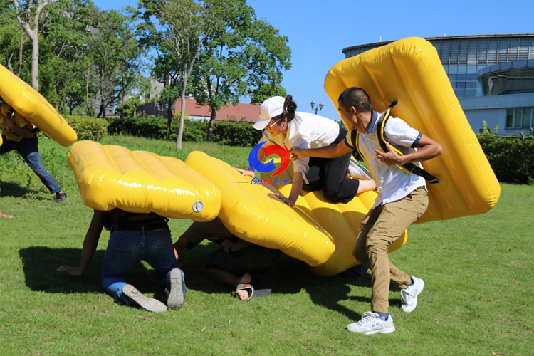 Inflatable team attraction "Mobile bridge" for active team building, corporate events, competitions