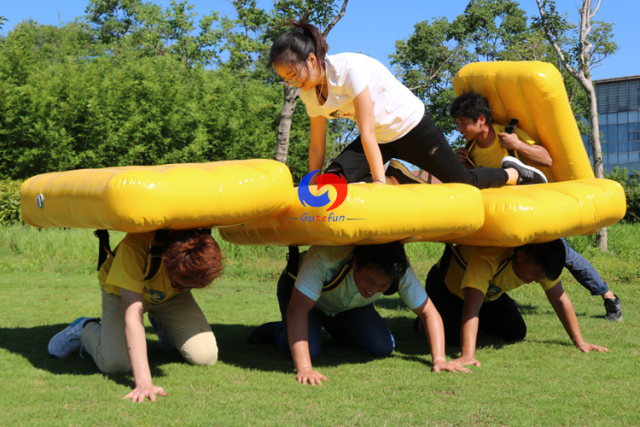 Inflatable team attraction "Mobile bridge" for active team building, corporate events, competitions