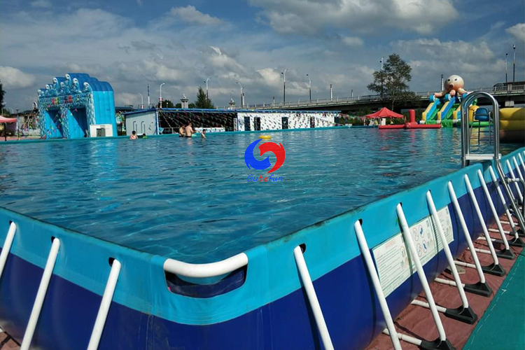 outdoor mobile 25m*15m*1.5m meter above ground steel frame swimming pool for school swimming training