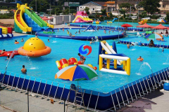 50m*30m*1.5m Largest ready made metal frame stainless steel wall mobile above ground water splash swimming pools
