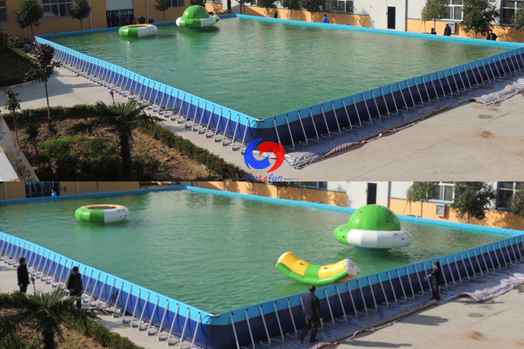 50m*30m*1.5m Largest ready made metal frame stainless steel wall mobile above ground water splash swimming pools