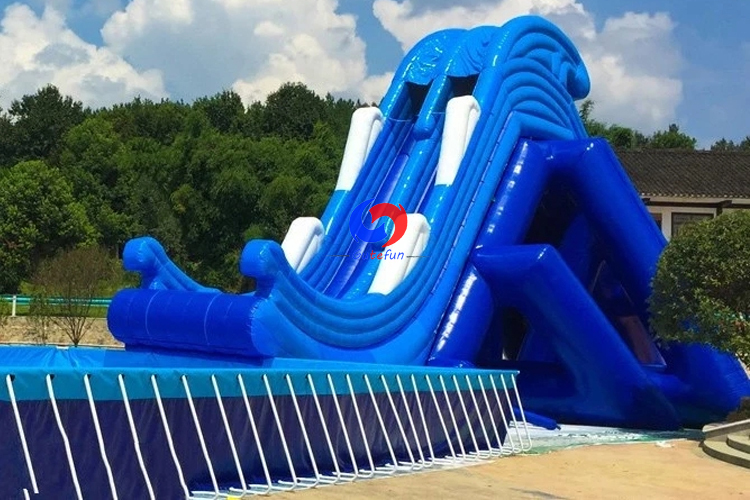 40ft largest commercial lake Slip&fly flying inflatable screamer water slide with above ground swimming pools