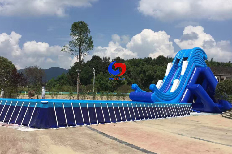 40ft largest commercial lake Slip&fly flying inflatable screamer water slide with above ground swimming pools
