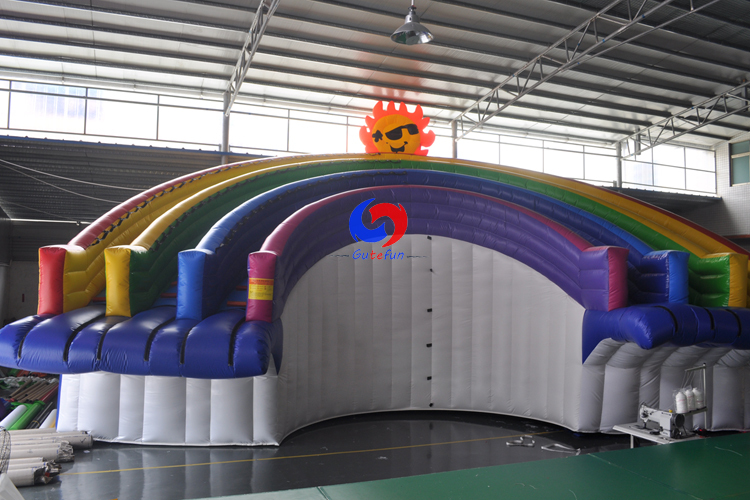 Commercial mobile water parks 30m*15m*1.5m steel metal frame above ground swimming pools with inflatable water slide