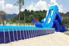 40ft largest commercial lake Slip&fly flying inflatable screamer water slide with above ground swimming pools