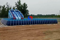  large Outdoor commercial splash waterpark four lane wave inflatable water swimming pool slide with above ground pools