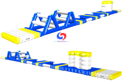 Commercial above ground swimming pool floating water park inflatable race track obstacle course for sale