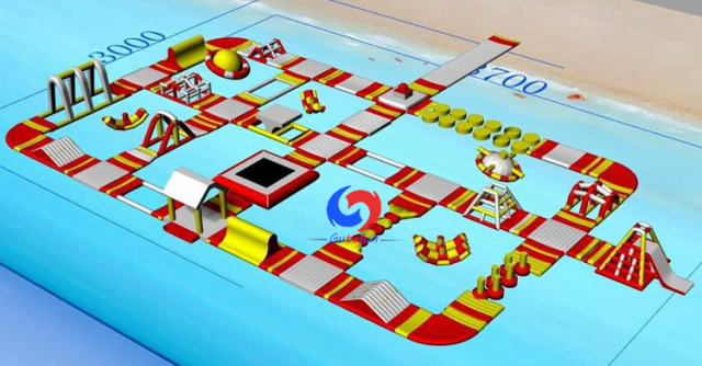 giants commercial mobile lake sea lagoon river swimming pool water race track inflatable floating water parks