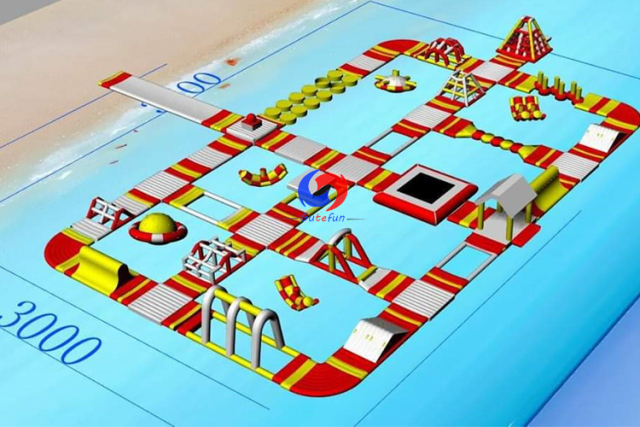 giants commercial mobile lake sea lagoon river swimming pool water race track inflatable floating water parks