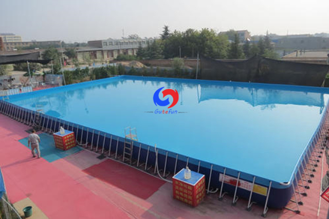 Custom 25m*18m*1.5m mobile rectangular above ground steel wall metal frame swimming pools for swim club