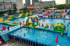 Easy setup modular outdoor mobile commercial large above ground swimming pool inflatable aqua floating water park