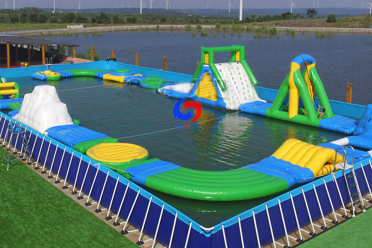 mobile commercial amusement parks inflatable floating water park with portable above ground swimming pool