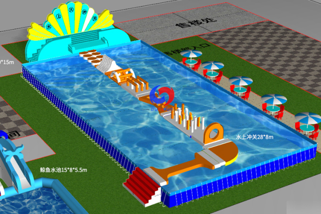 Easy setup modular outdoor mobile commercial large above ground swimming pool inflatable aqua floating water park