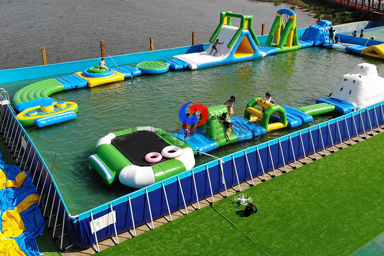 mobile commercial amusement parks inflatable floating water park with portable above ground swimming pool