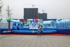 snow winter theme outdoor large above ground portable commercial ice world inflatable water park for all ages