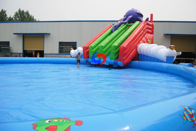 Above the land mega underwater world Octopus Paradise water slide large inflatable swimming pool water park on sale