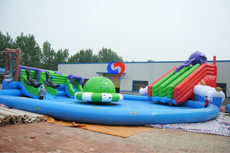 Above the land mega underwater world Octopus Paradise water slide large inflatable swimming pool water park on sale