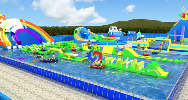 very fast delivery portable big swimming pool inflatable slide swimming pools games equipment to make water games event