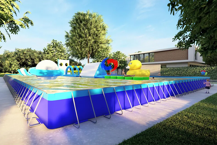 outdoor&indoor above ground Mobile commercial large swimming pool with floating inflatable pool floats water parks