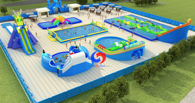 very fast delivery portable big swimming pool inflatable slide swimming pools games equipment to make water games event