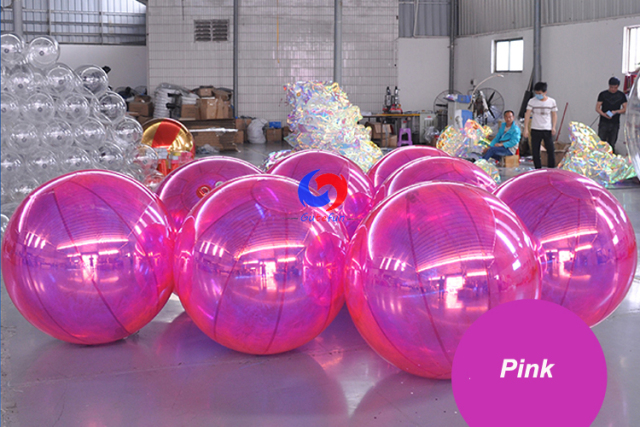 60cm 24" Pink inflatable PVC globe ball disco mirror ball balloon for party wedding ceiling decoration