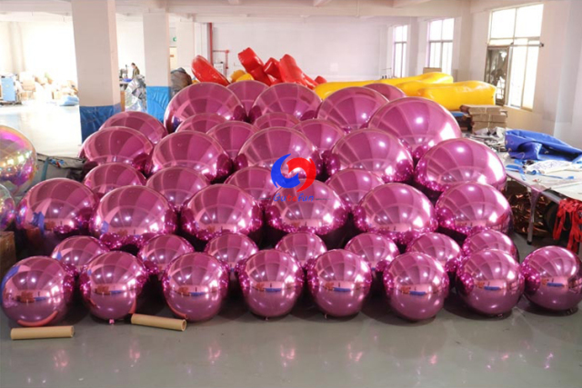 60cm 24" Pink inflatable PVC globe ball disco mirror ball balloon for party wedding ceiling decoration