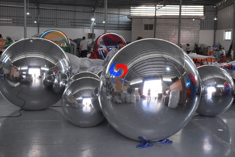 1.2m(48")  hanging inflatable party silver plastic ball inflatable disco silver mirror pvc ball for indoor ceiling decorative
