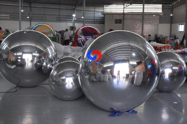 1.2m(48")  hanging inflatable party silver plastic ball inflatable disco silver mirror pvc ball for indoor ceiling decorative