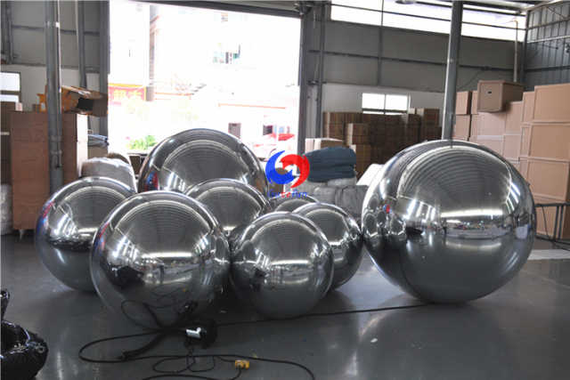 1.2m(48")  hanging inflatable party silver plastic ball inflatable disco silver mirror pvc ball for indoor ceiling decorative
