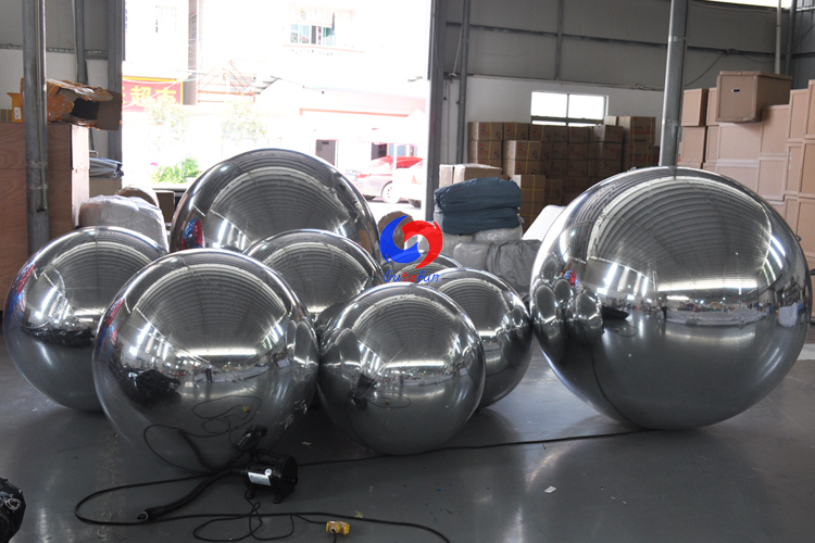 1.2m(48")  hanging inflatable party silver plastic ball inflatable disco silver mirror pvc ball for indoor ceiling decorative