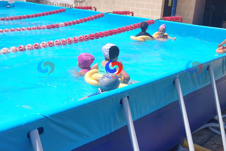 25 meter by 10 meter above the ground steel wall PVC tarpaulin rectangular metal frame swimming pool for summer school
