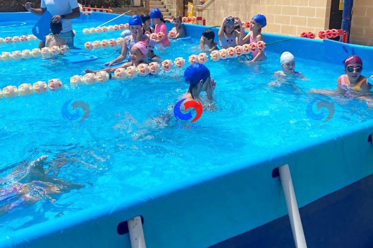 25 meter by 10 meter above the ground steel wall PVC tarpaulin rectangular metal frame swimming pool for summer school