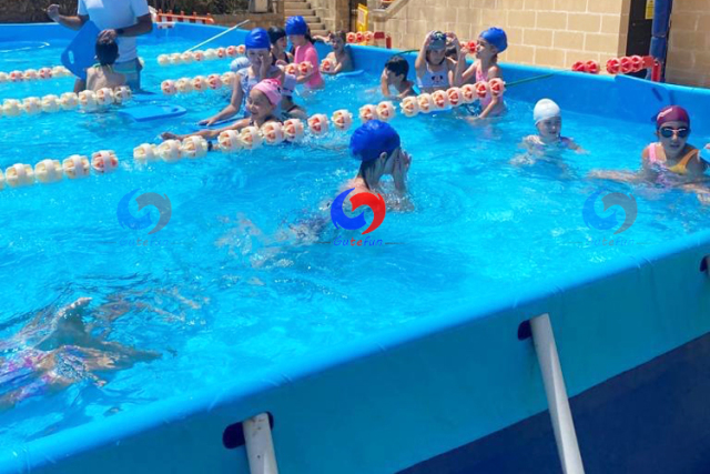25 meter by 10 meter above the ground steel wall PVC tarpaulin rectangular metal frame swimming pool for summer school
