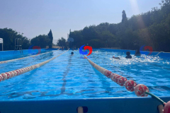 Wholesale 25m x 10m outdoor large metal frame pool rectangle steel wall above the ground swimming pool for swim lessons