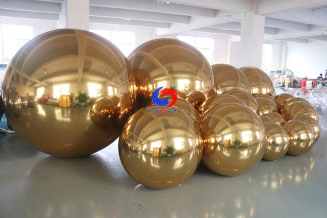 Large Golden Mirror Balls Floating Mirror Inflatable Reflective Balloon Christmas decoration gold mirror balls