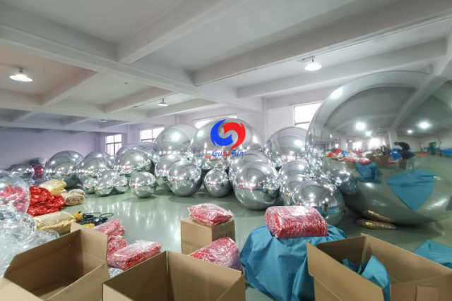  large event decoration pvc floating balloon pvc giant inflatable mirror ball inflatable silver chrome (shiny) balls for event