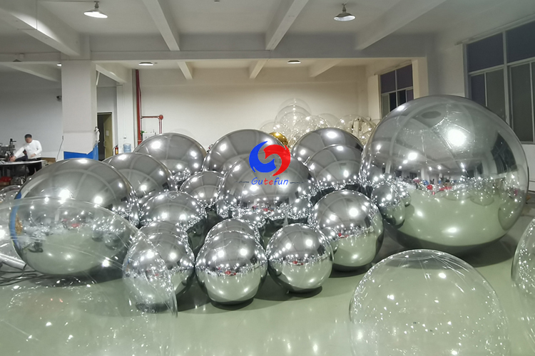  80cm -300cm Giant PVC Gold Silver Mirror Decoration Sphere Silver Mirror Finish Inflatable Decoration Sphere