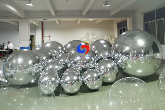  80cm -300cm Giant PVC Gold Silver Mirror Decoration Sphere Silver Mirror Finish Inflatable Decoration Sphere