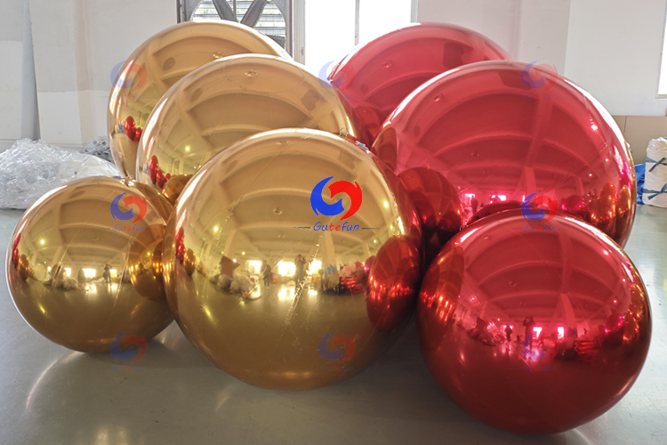 Christmas Time Event Holiday Party Decor Giant Balloon Arch Huge Gold /Golden/ Red Big Shiny Inflatable Mirror Balls
