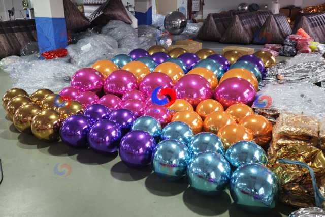 Door to door Air Cargo Customized logo Purple Teal Gold Orange Pink BIG Shiny mirrorballs inflatable mirror balls 