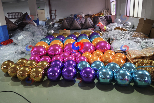 Door to door Air Cargo Customized logo Purple Teal Gold Orange Pink BIG Shiny mirrorballs inflatable mirror balls 