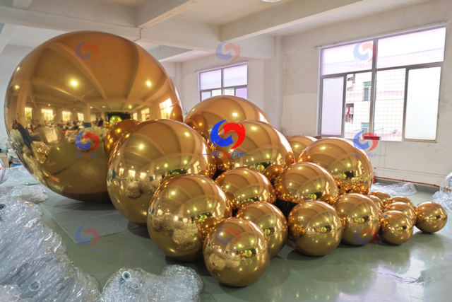 custom big shiny balls gold balloons decor baby shower decoration giant golden inflatable mirror balls/spheres