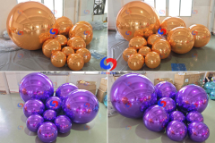 Birthday party decor new giant teal big shiny orbs big shiny blue metallic inflatable spheres/mirror balls/balloons