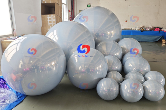 Stunning party events balloon backdrop decoration new giant pearl white big shiny inflatable mirror balls/decor spheres