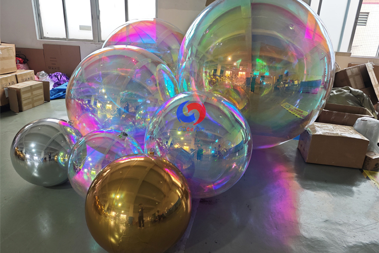 New advertising giant balls decoration silver/pearl iridescent/gold PVC floating ball Disco shiny inflatable mirror balls