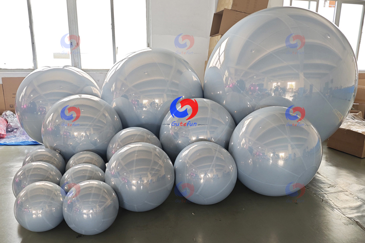 Stunning party events balloon backdrop decoration new giant pearl white big shiny inflatable mirror balls/decor spheres