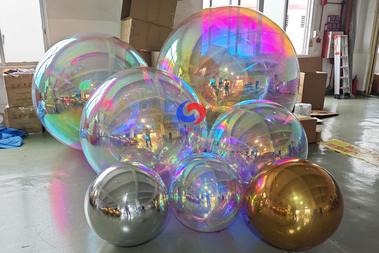 New advertising giant balls decoration silver/pearl iridescent/gold PVC floating ball Disco shiny inflatable mirror balls