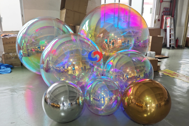 New advertising giant balls decoration silver/pearl iridescent/gold PVC floating ball Disco shiny inflatable mirror balls